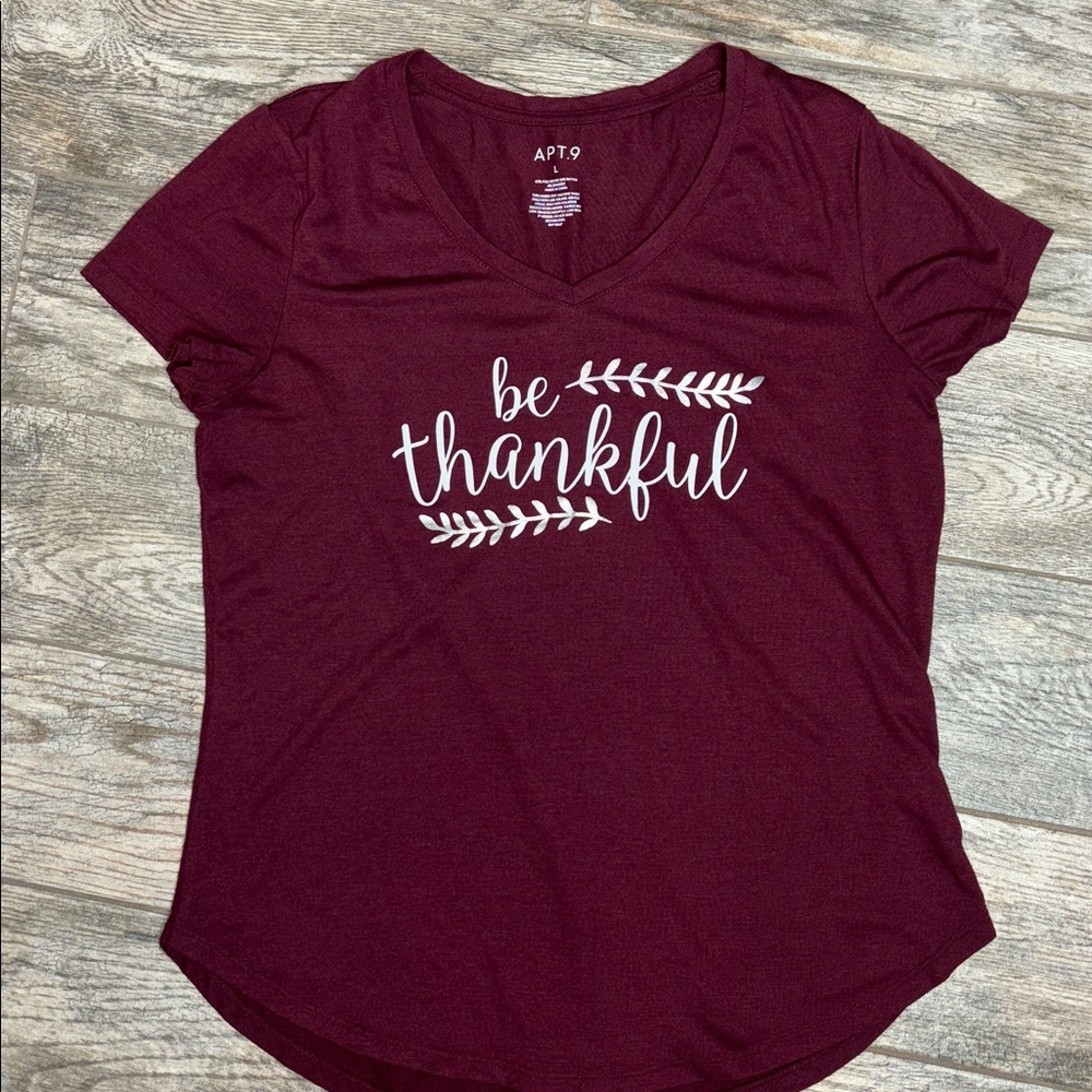 Apt. 9 Burgundy 'Be Thankful' Tee